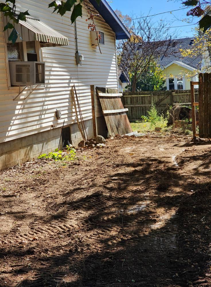 Completed root barrier job with foundation protected and sycamore tree saved